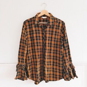 BEACHLUNCHLOUNGE > Plaid Flare Sleeve Button Down